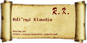 Rényi Klaudia névjegykártya