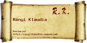 Rényi Klaudia névjegykártya